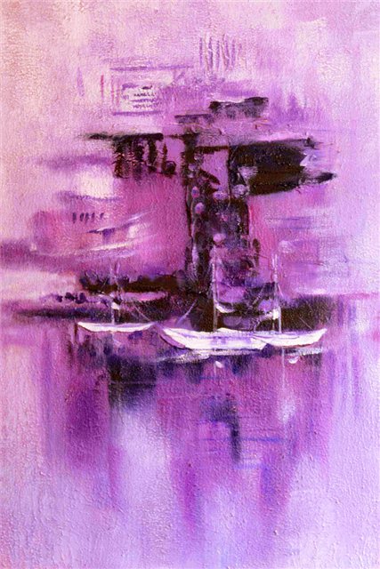 Abstract schilderij kleur tinten paars
