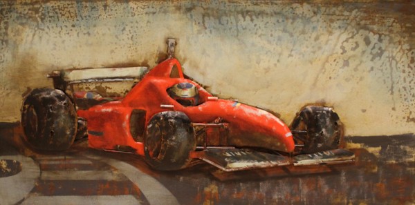 metalen schilderij rode formule1 raceauto