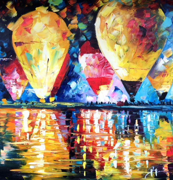 palet schilderij kleurrijke luchtballonnen