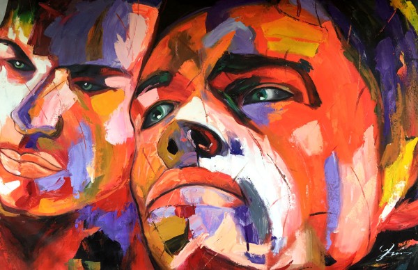 palet schilderij twee kleurrijke mannen