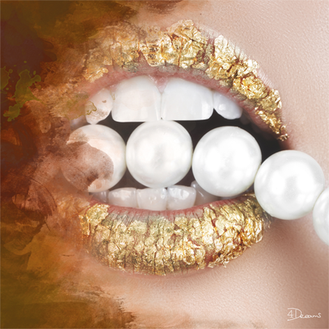 Pearls Gold Vrouw Lippen Parels