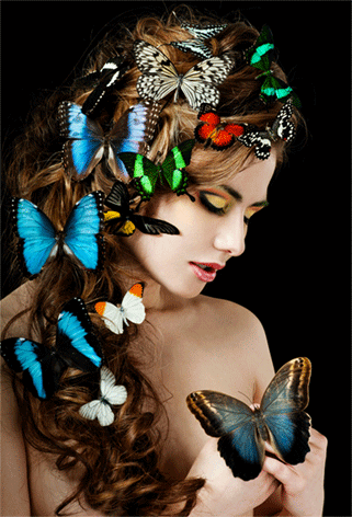 Girl with butterflies in hair