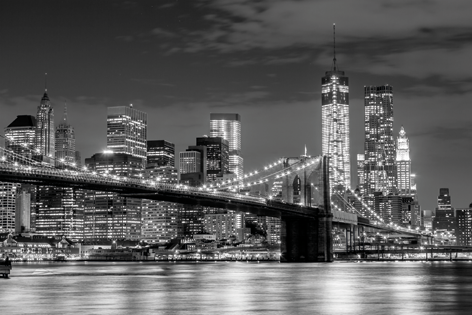 Brooklyn Bridge Skyline BW