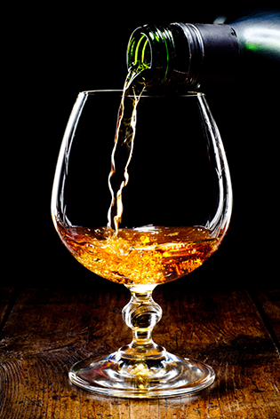 Glass of cognac Fles Cognacglas