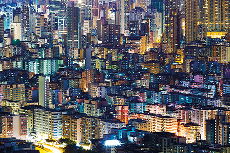Hong Kong cityscape Stad Skyline Wolkenkrabbers