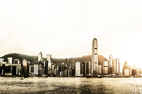 Skyline of Hong Kong Stad Water Wolkenkrabbers