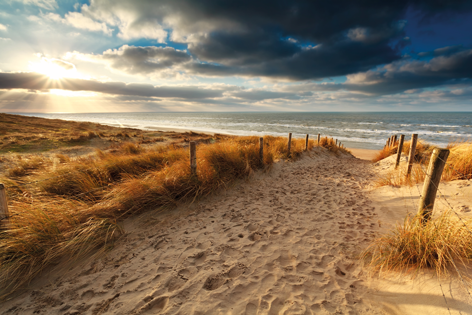 Strandpad Zee Duinen Zonsondergang