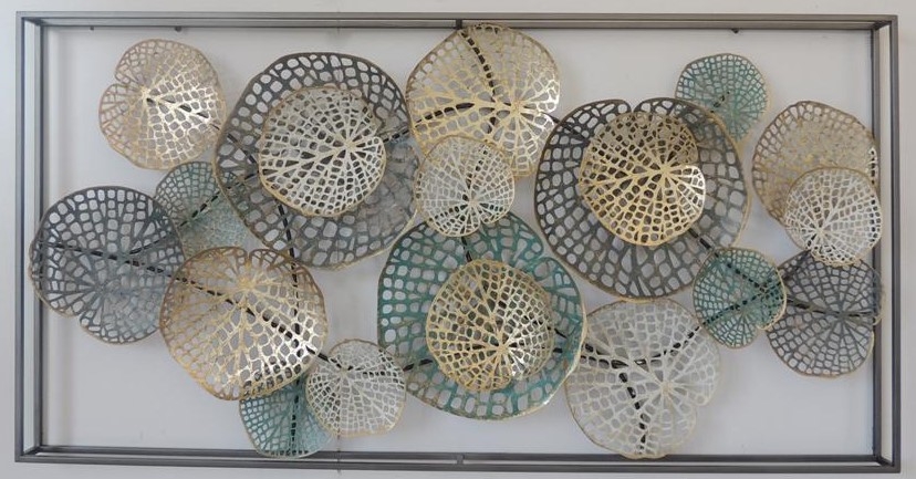 Metalen wanddecoratie "Zeebladeren" koop @ Goedkoop en speels stukje kunst van metaal voor aan de muur.