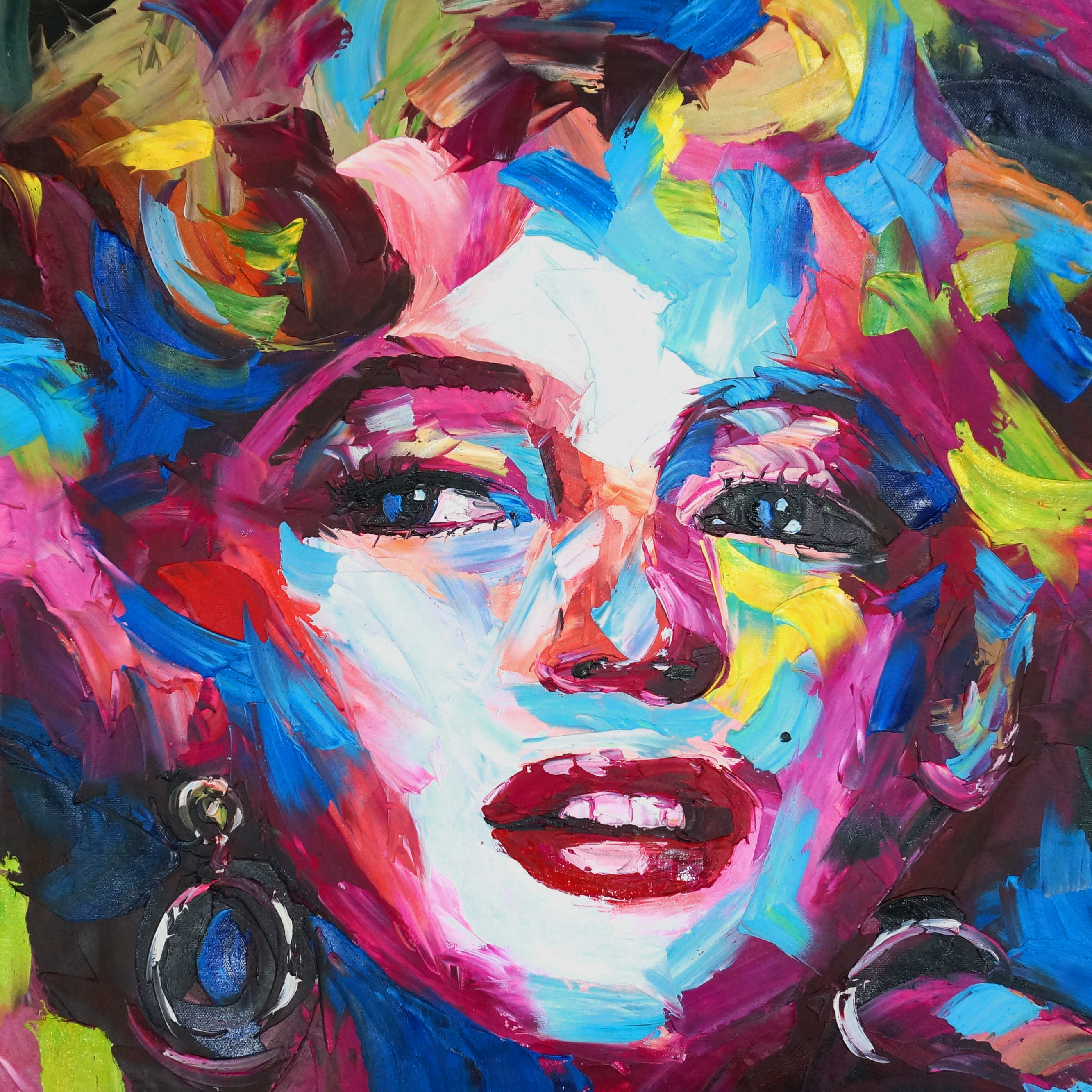 Walter Cunningham opvolger Uitvoeren Schilderij "Kleurrijke Marilyn" te koop @ Betaalbarekunst.nl. Dit schilderij  is handgeschilderd, opgespannen en klaar op op te hangen.