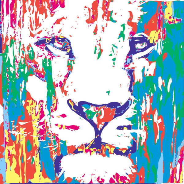 Leeuwenkop schilderij kleurrijke leeuw