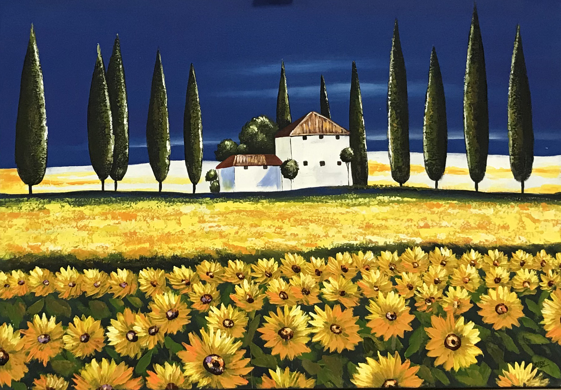 Schilderij "Zonnebloemen in de Provence" Betaalbarekunst.nl