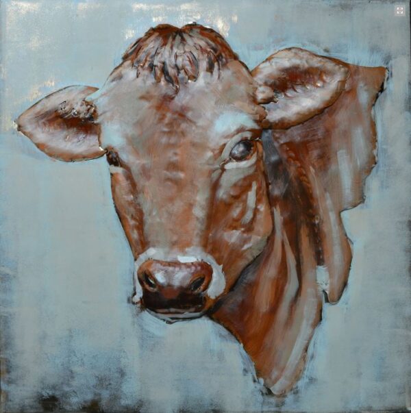 Metalen Schilderij The Brown Cow's Gaze