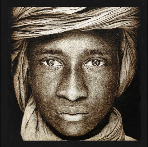 Vierkant Gobelin Tuareg Boy Mali Sepia van Mondiart