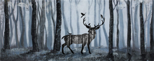 Schilderij Mysterious Stag Gewei Bos Hert GS-Y4236