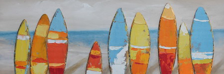 Schilderij Surfboards on the Beach Strand Surfen GS-Y0911