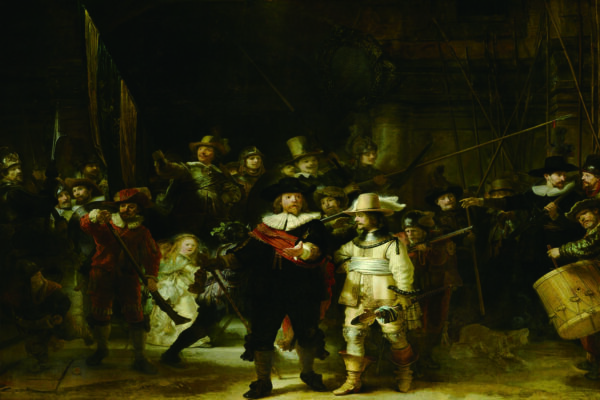 Glasschilderij Ready to March Rembrandt Marcheren Soldaten Meisje GS-GLAS-S901